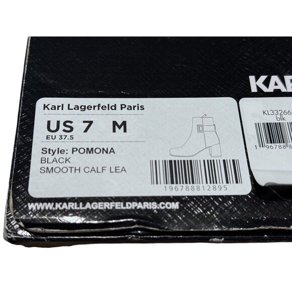 Karl Lagerfeld Pomona Womens Black Leather Ankle Boots Size 7 With Side Zipper & - Picture 11 of 12